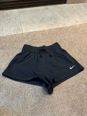 Nike Women's Black Athletic Shorts with White Swoosh